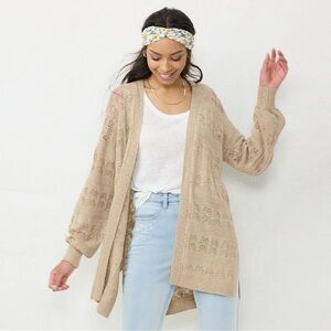 Lauren Conrad Pointelle Long Cardigan